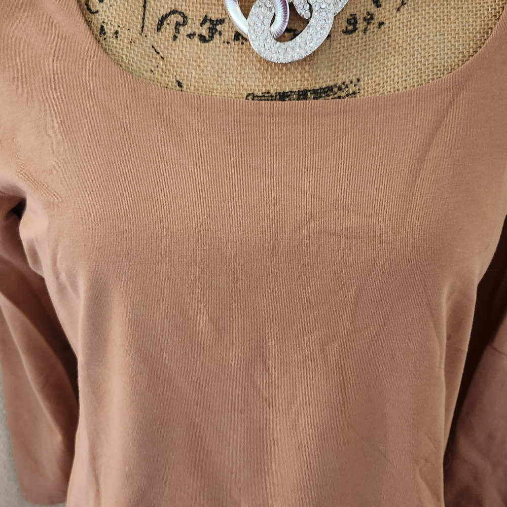 J. Jill Quarter Sleeve Scoop Neck Top in Dusty Peach